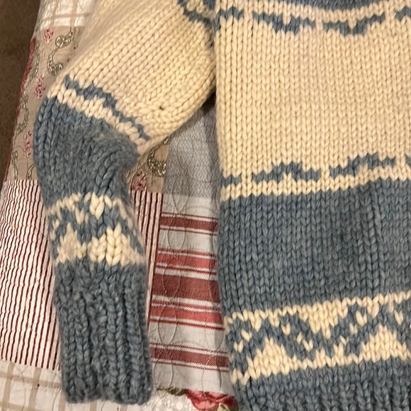 Handmade Knitted Vintage wool Seahawks zip up cardigan sweater - Picture 9 of 11